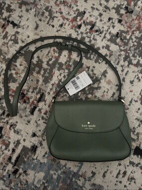 kate spade Forest Green Pebbled Leather Crossbody NEW NWT